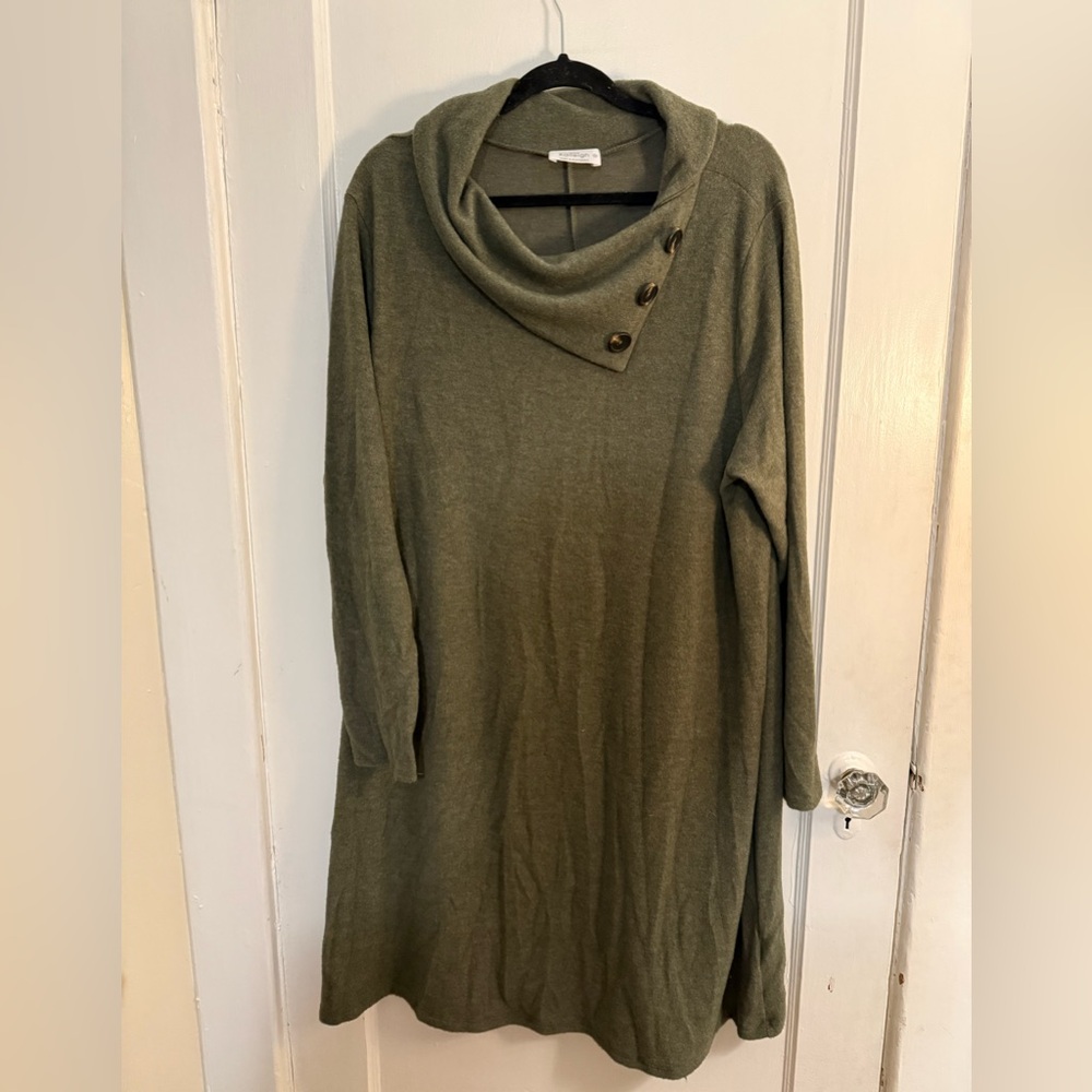 Kaileigh “Sweeney” Olive Cowl Neck Sweater Dress 3X